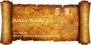 Batha Mihály névjegykártya